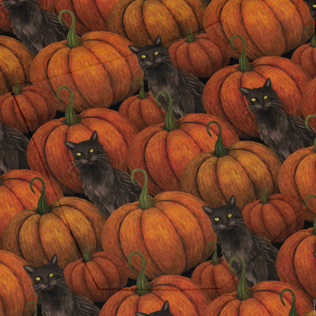 Pumpkins And Black Cats Long Sleeve Button Up Shirt pocket