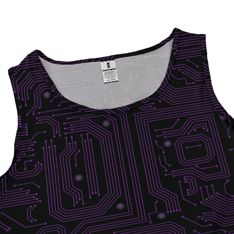 Purple Computer Circuit Board Dress Geek Nerd computer print lx - C