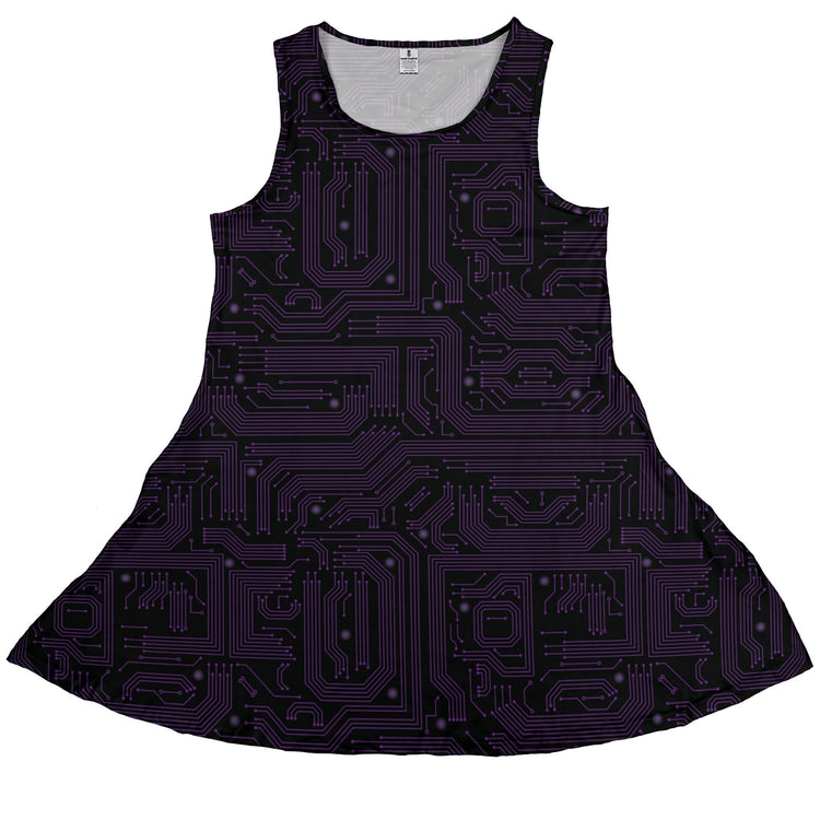 Purple Computer Circuit Board Dress Geek Nerd computer print lx - C