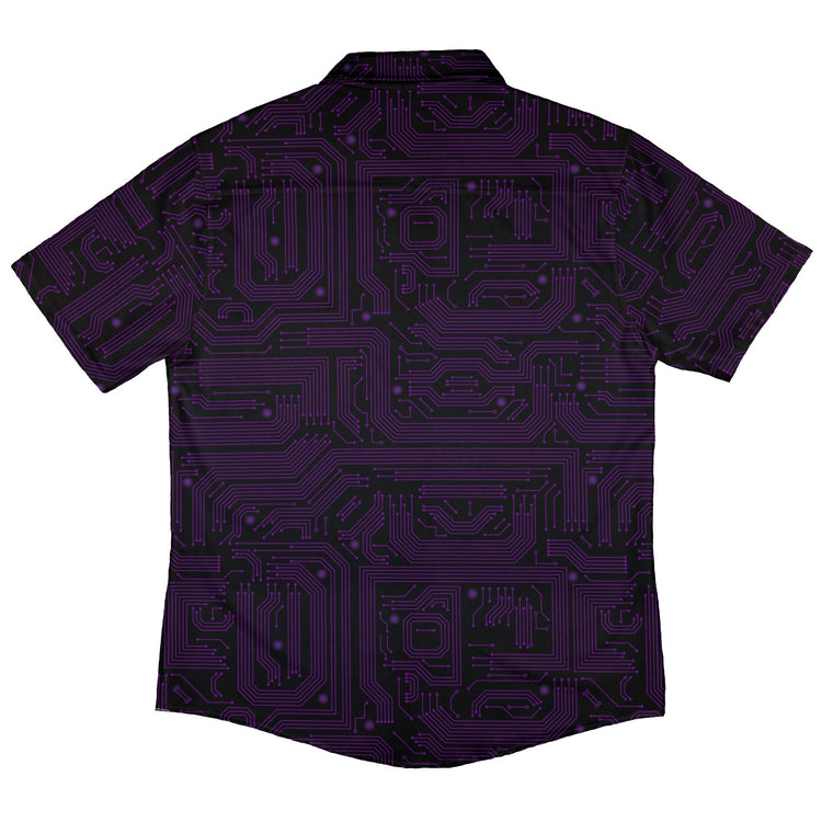 Purple Computer Circuit Board Button Up Shirt - adult sizing - computer print -