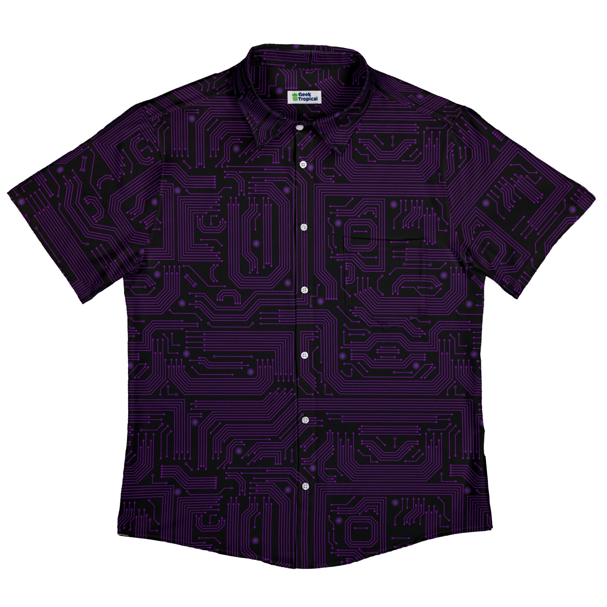 Purple Computer Circuit Board Button Up Shirt | Geek Tropical