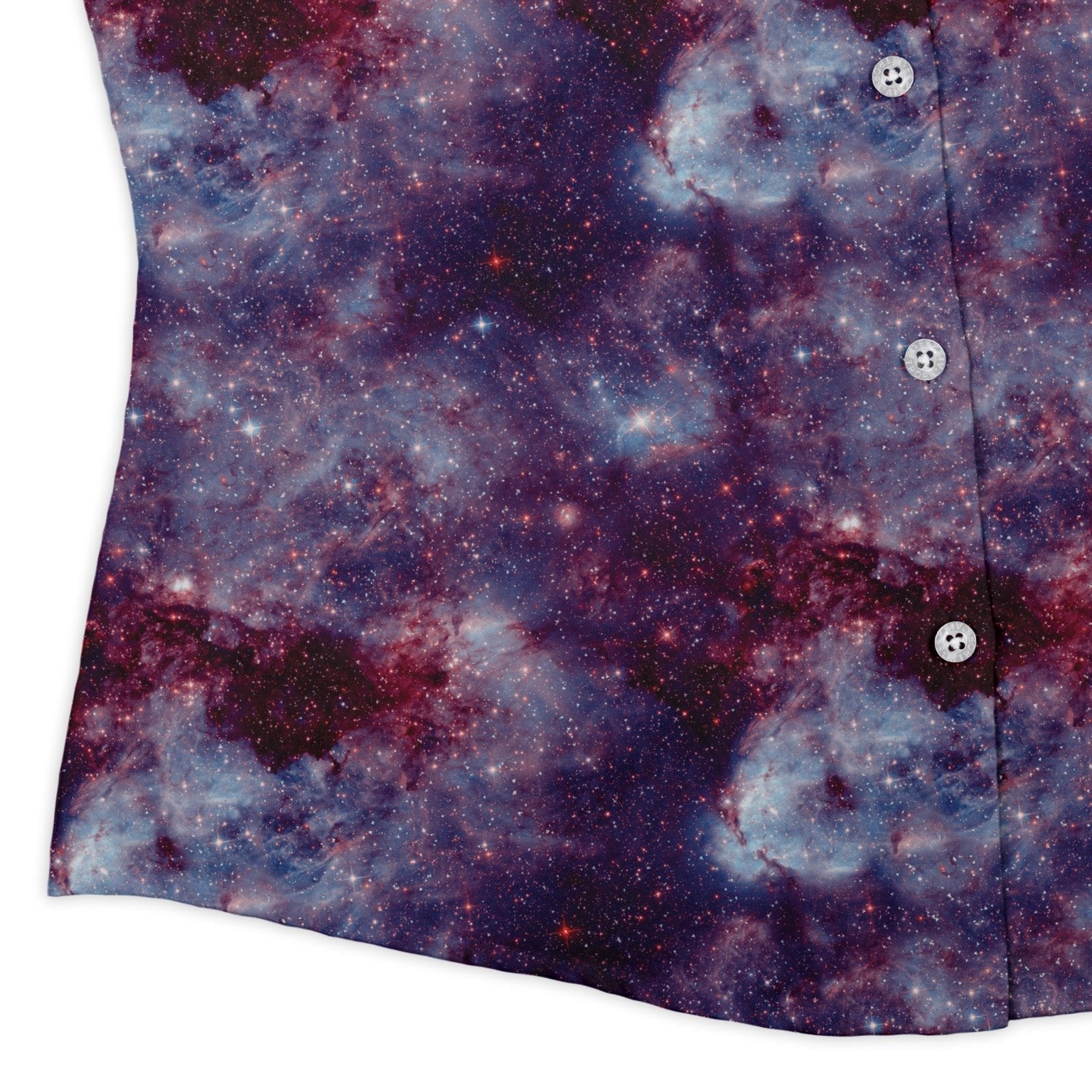 Purple Nebula Space Curvy Button Up Shirt Geek Nerd outer space & astronaut print women