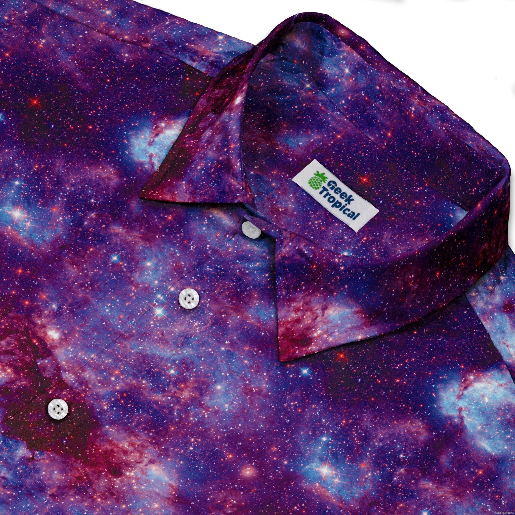 Purple Nebula Space Button Up Shirt - adult sizing - outer space & astronaut print -