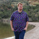 Pixel Art Arcade Video Game Purple Button Up Shirt Geek Nerd adult sizing video game arcade print