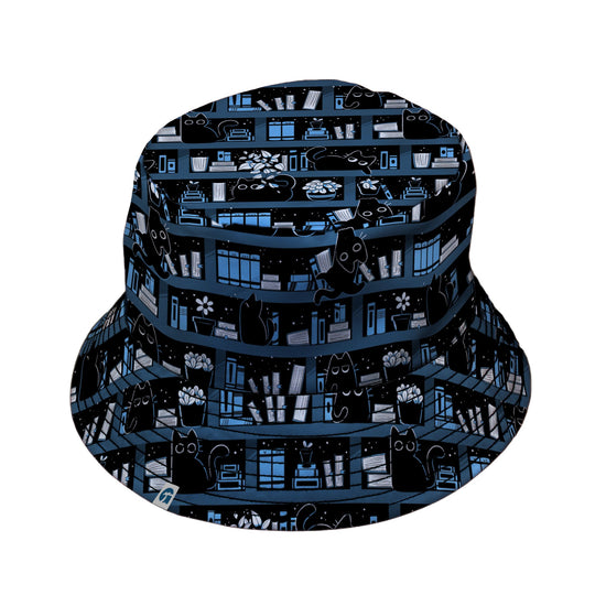 Purrrfect Library Bucket Hat Geek Nerd 0925 Animal Patterns Book Prints