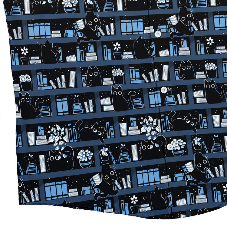 Purrrfect Library Button Up Shirt Geek Nerd 0925 adult sizing All Adult Button Up Shirts