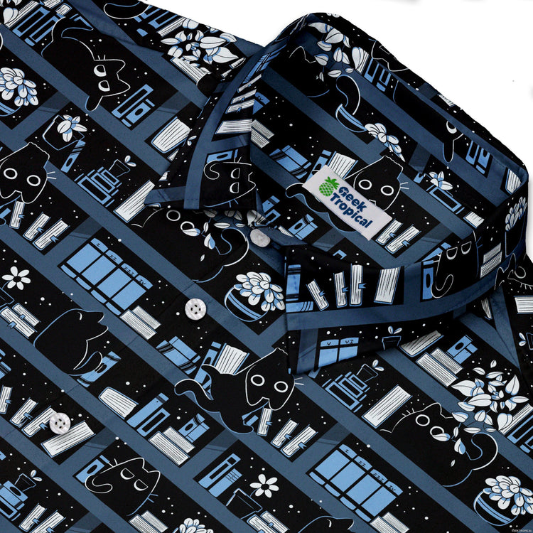 Purrrfect Library Button Up Shirt Geek Nerd 0925 adult sizing All Adult Button Up Shirts