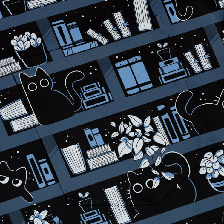 Purrrfect Library Button Up Shirt Geek Nerd 0925 adult sizing All Adult Button Up Shirts