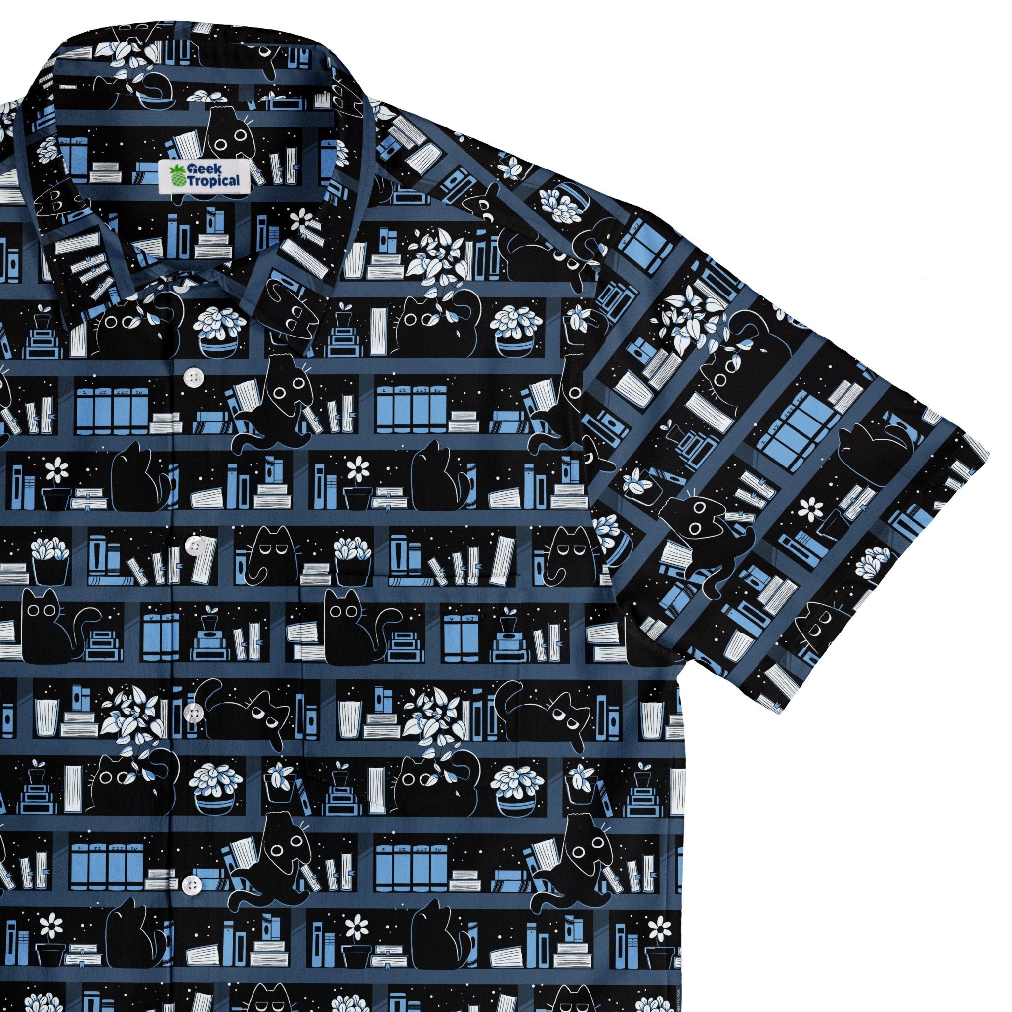Purrrfect Library Button Up Shirt Geek Nerd 0925 adult sizing All Adult Button Up Shirts