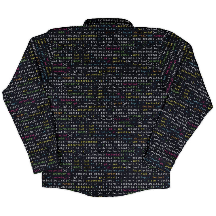 Python Pi Long Sleeve Button Up Shirt Geek Nerd adult sizing computer print FLOW DESC WRITING