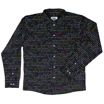 Python Pi Long Sleeve Button Up Shirt Geek Nerd adult sizing computer print FLOW DESC WRITING