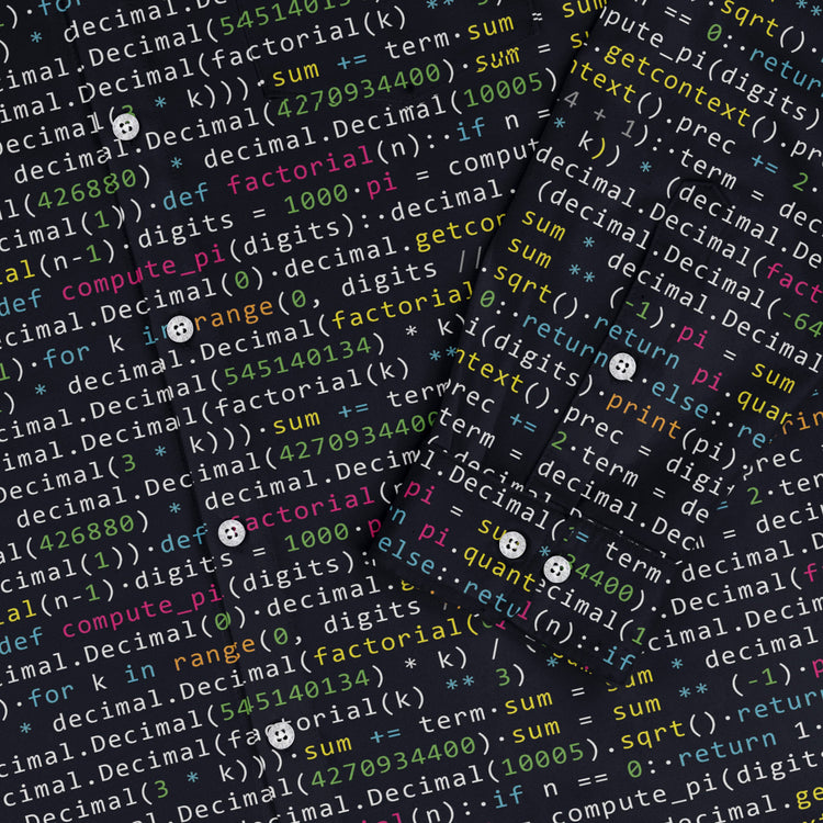 Python Pi Long Sleeve Button Up Shirt Geek Nerd adult sizing computer print FLOW DESC WRITING