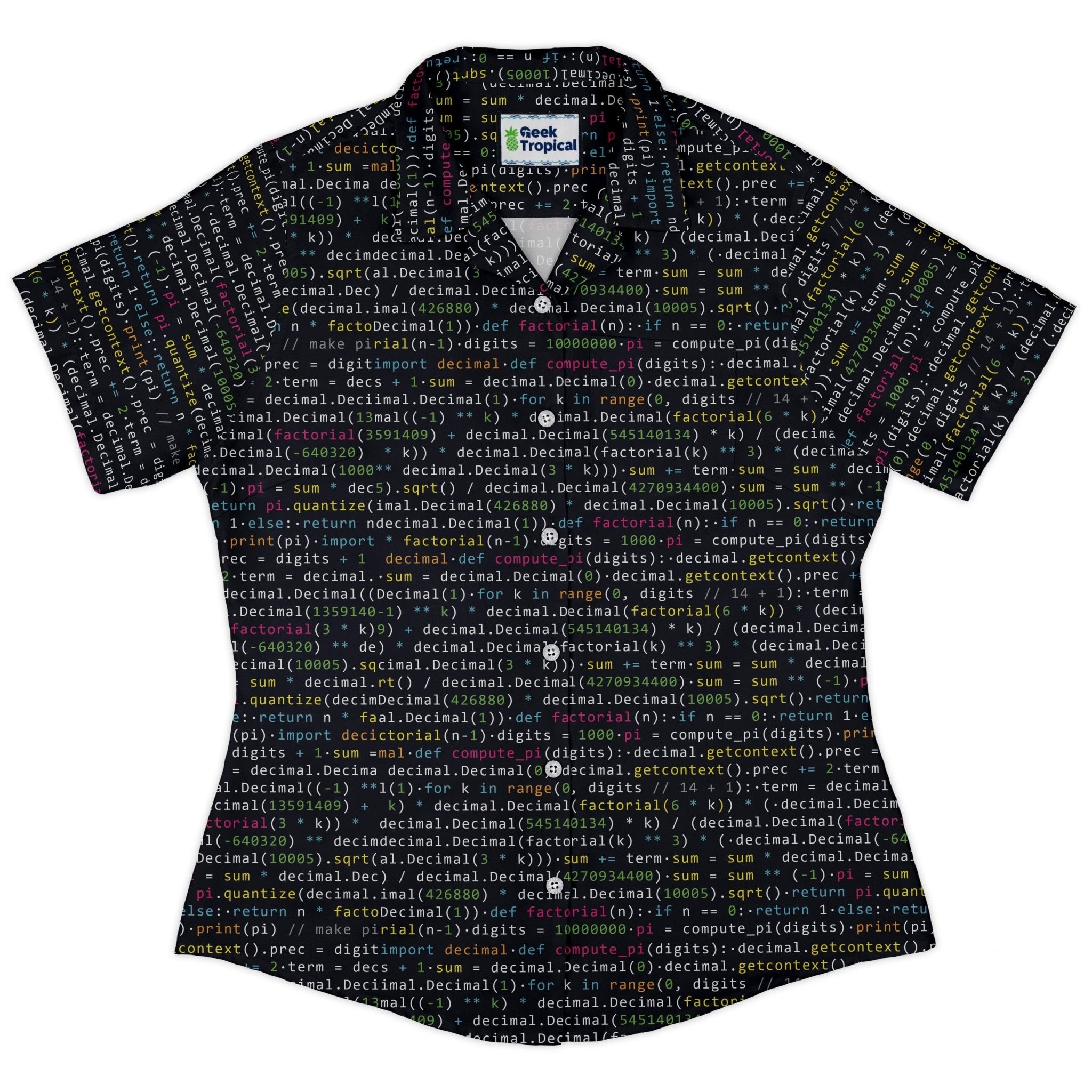 Python Pi Curvy Button Up Shirt Geek Nerd computer print women