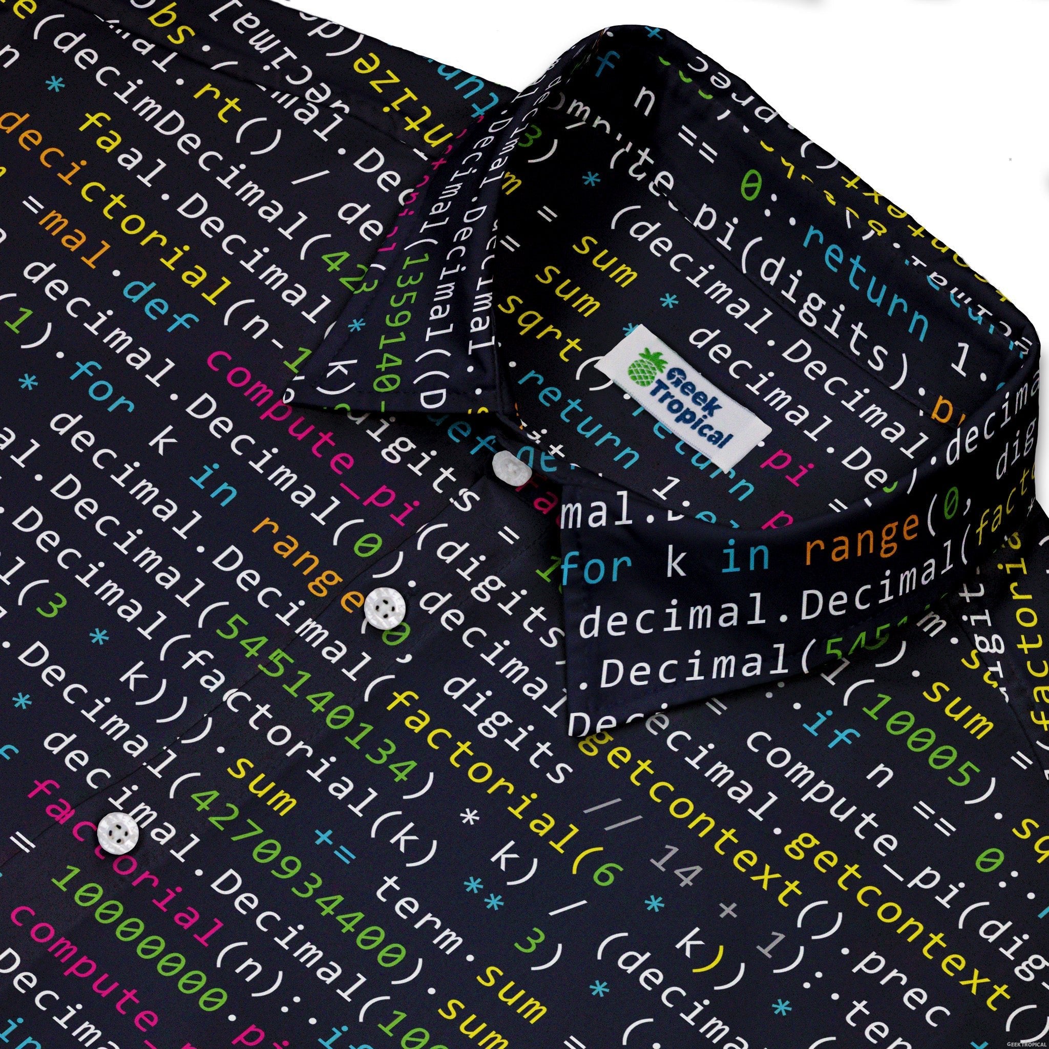 Python Pi Button Up Shirt - adult sizing - computer print -