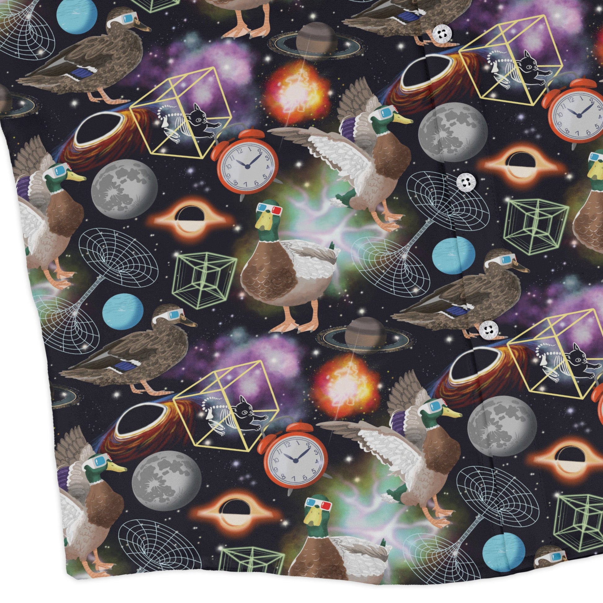 Quacktum Physics Long Sleeve Button Up Shirt Geek Nerd 0925 adult sizing All Adult Button Up Shirts