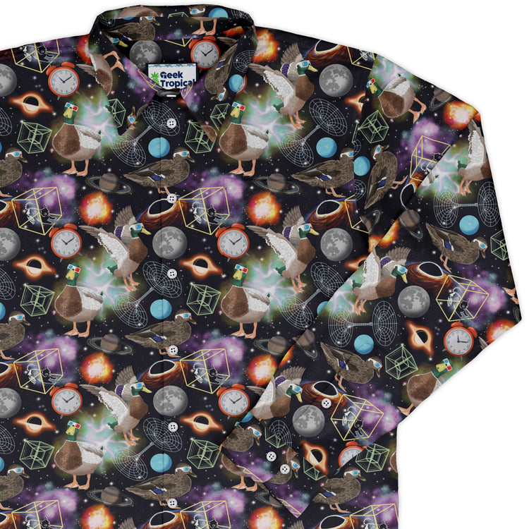 Quacktum Physics Long Sleeve Button Up Shirt Geek Nerd 0925 adult sizing All Adult Button Up Shirts