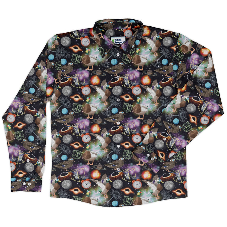 Quacktum Physics Long Sleeve Button Up Shirt Geek Nerd 0925 adult sizing All Adult Button Up Shirts