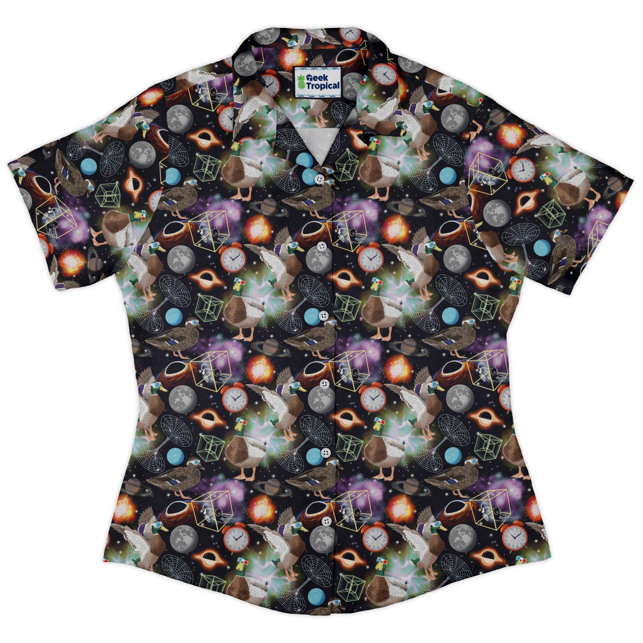 Quacktum Physics Curvy Button Up Shirt Geek Nerd 0925 All Adult Button Up Shirts Animal Patterns