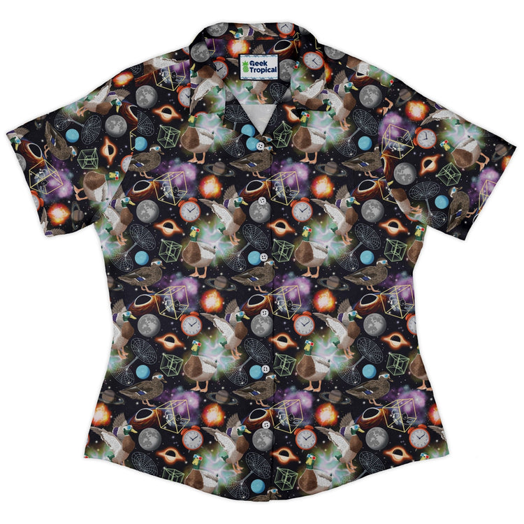 Quacktum Physics Curvy Button Up Shirt Geek Nerd 0925 All Adult Button Up Shirts Animal Patterns