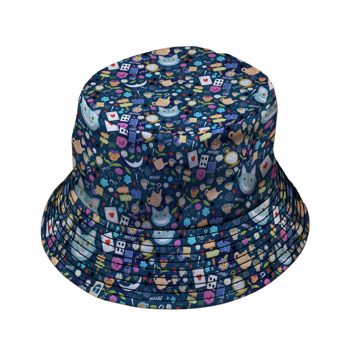 Rabbit Hole Wonderland Bucket Hat Black Stitching