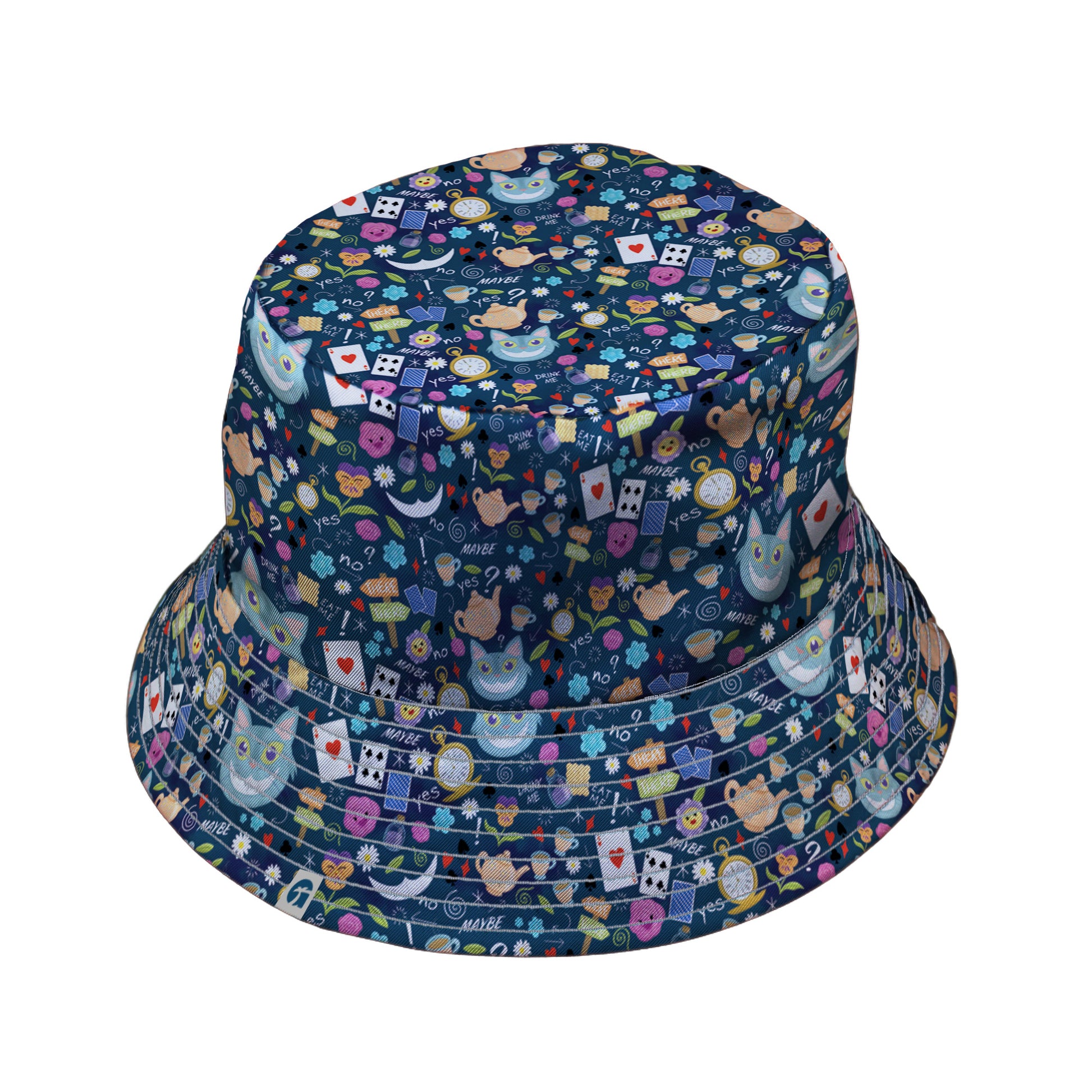 Rabbit Hole Wonderland Bucket Hat Gray Stitching