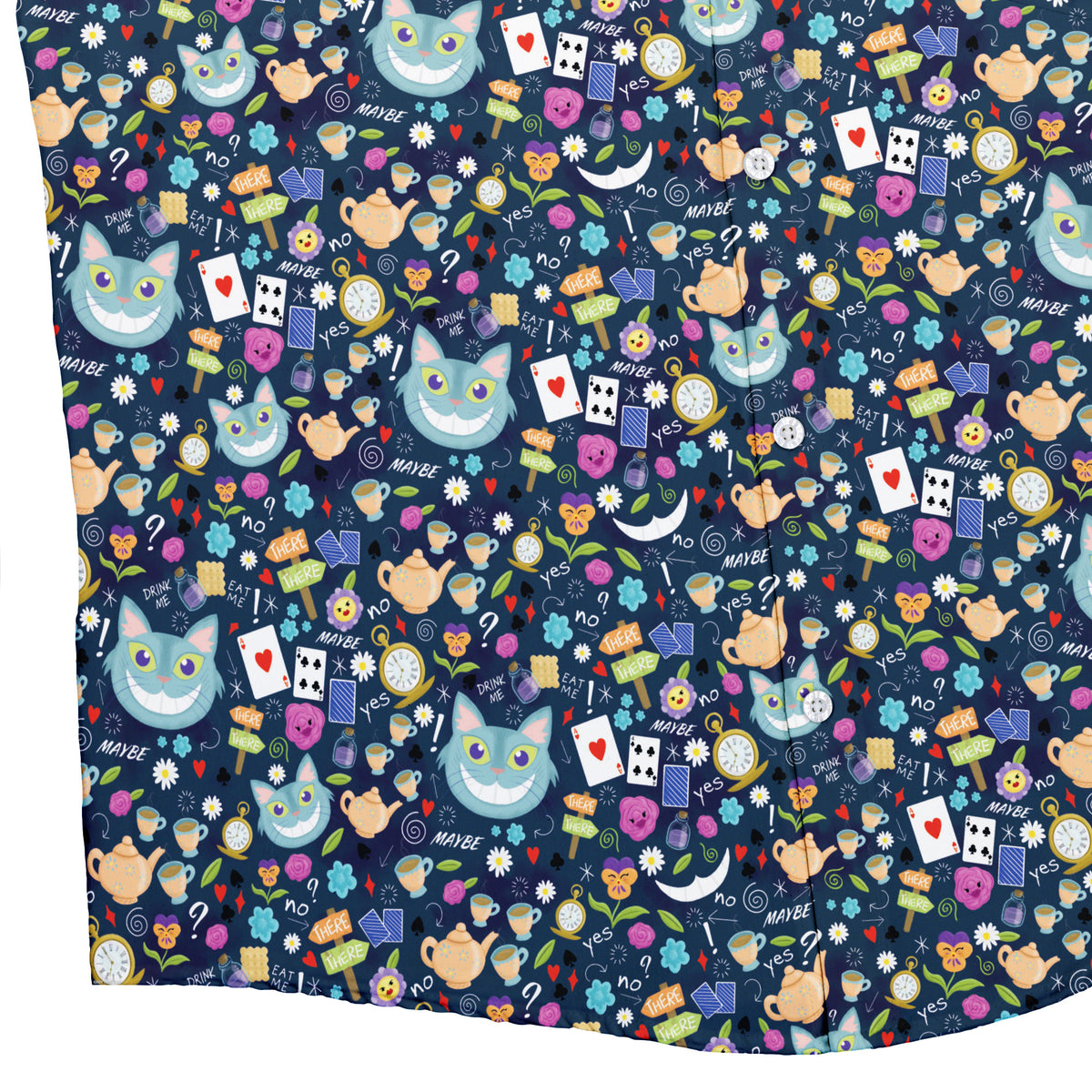 Rabbit Hole Wonderland Button Up Shirt Bottom Corner