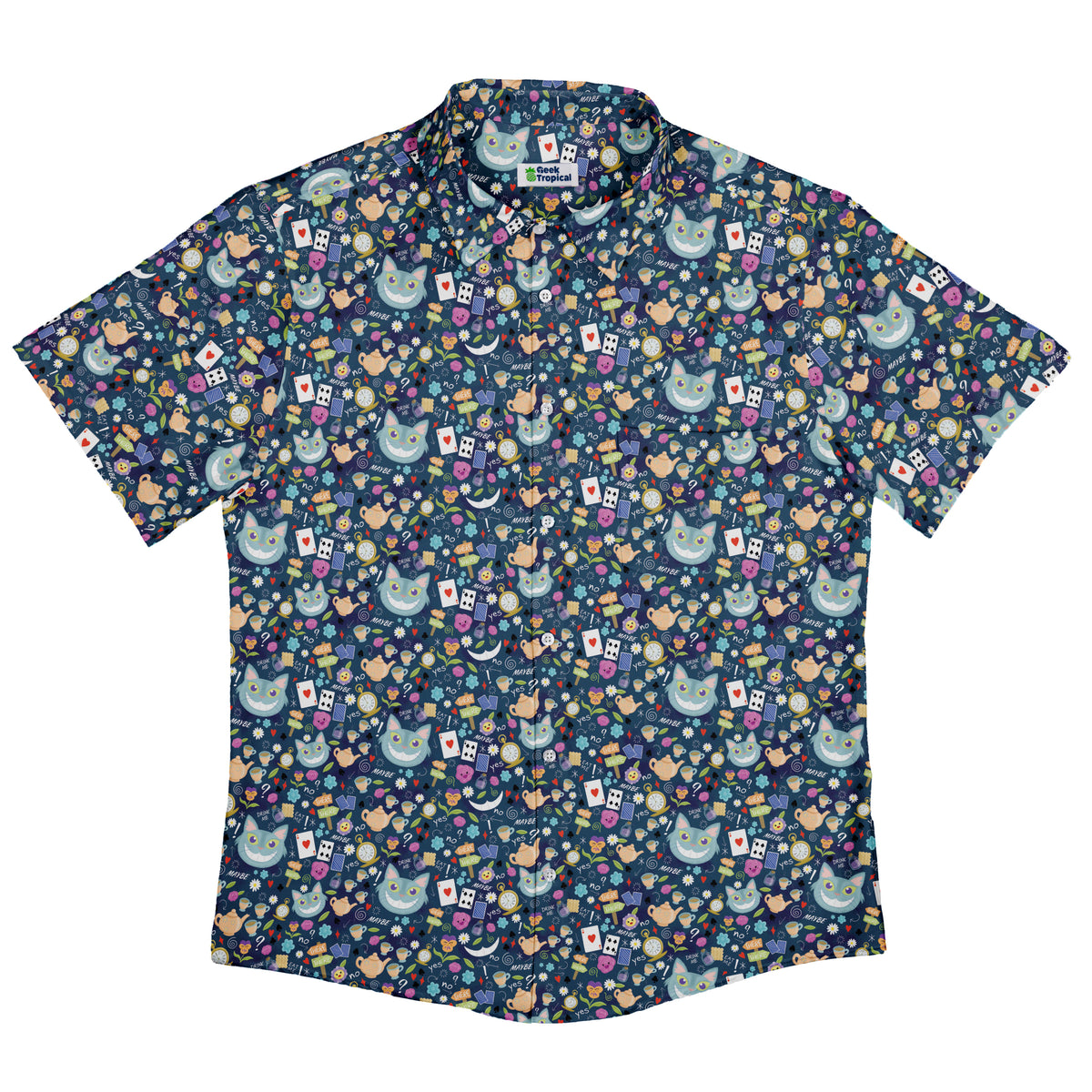 Rabbit Hole Wonderland Button Up Shirt Flat Front