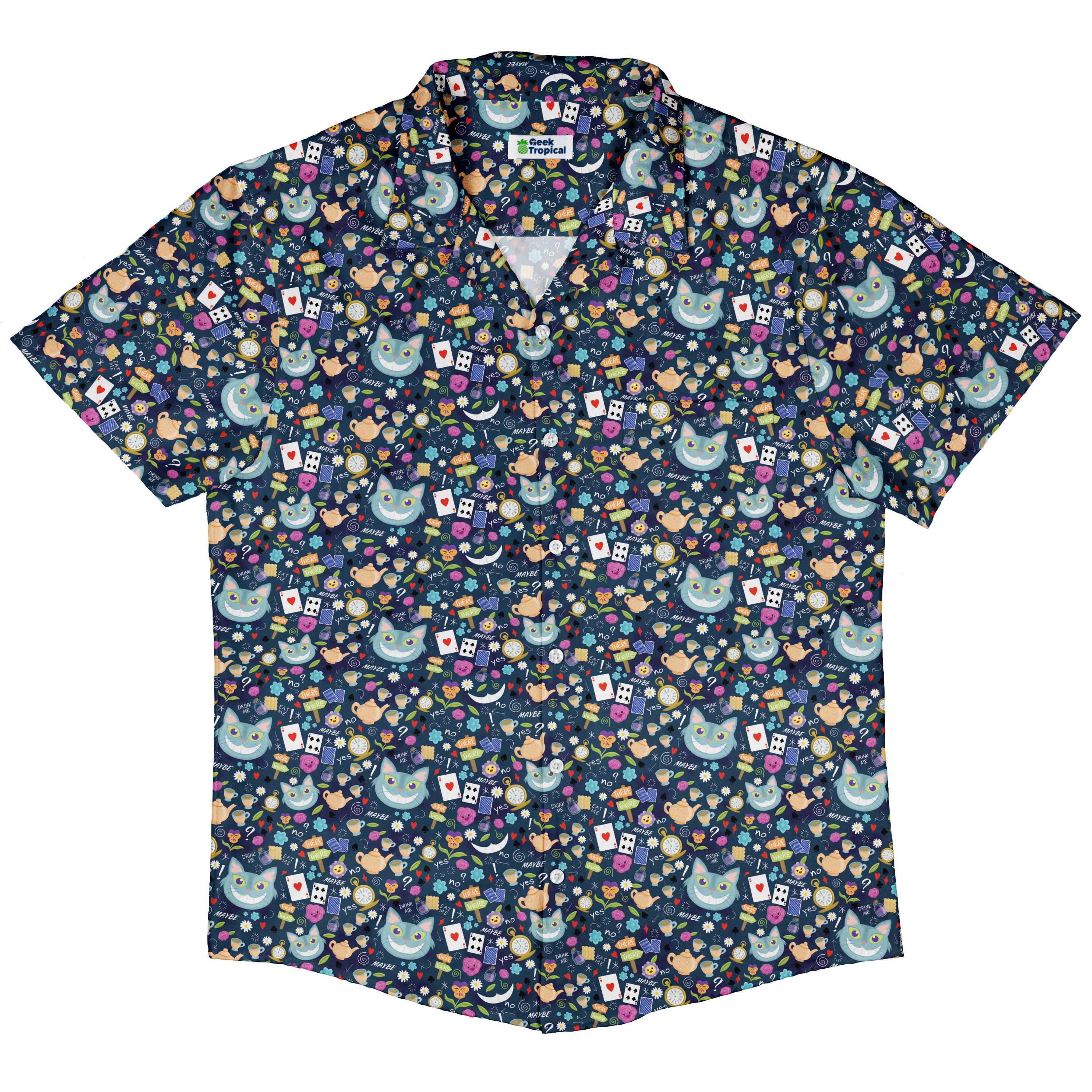 Rabbit Hole Wonderland Button Up Shirt Hawaiian Front