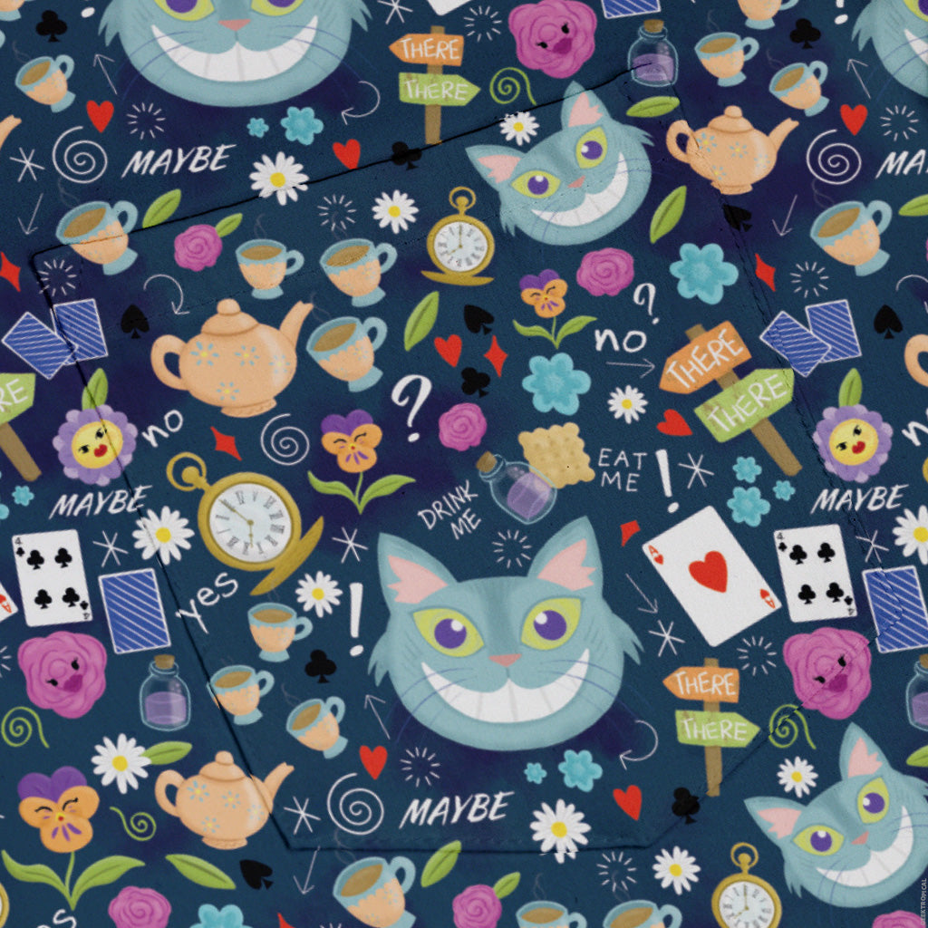 Rabbit Hole Wonderland Button Up Shirt Pocket