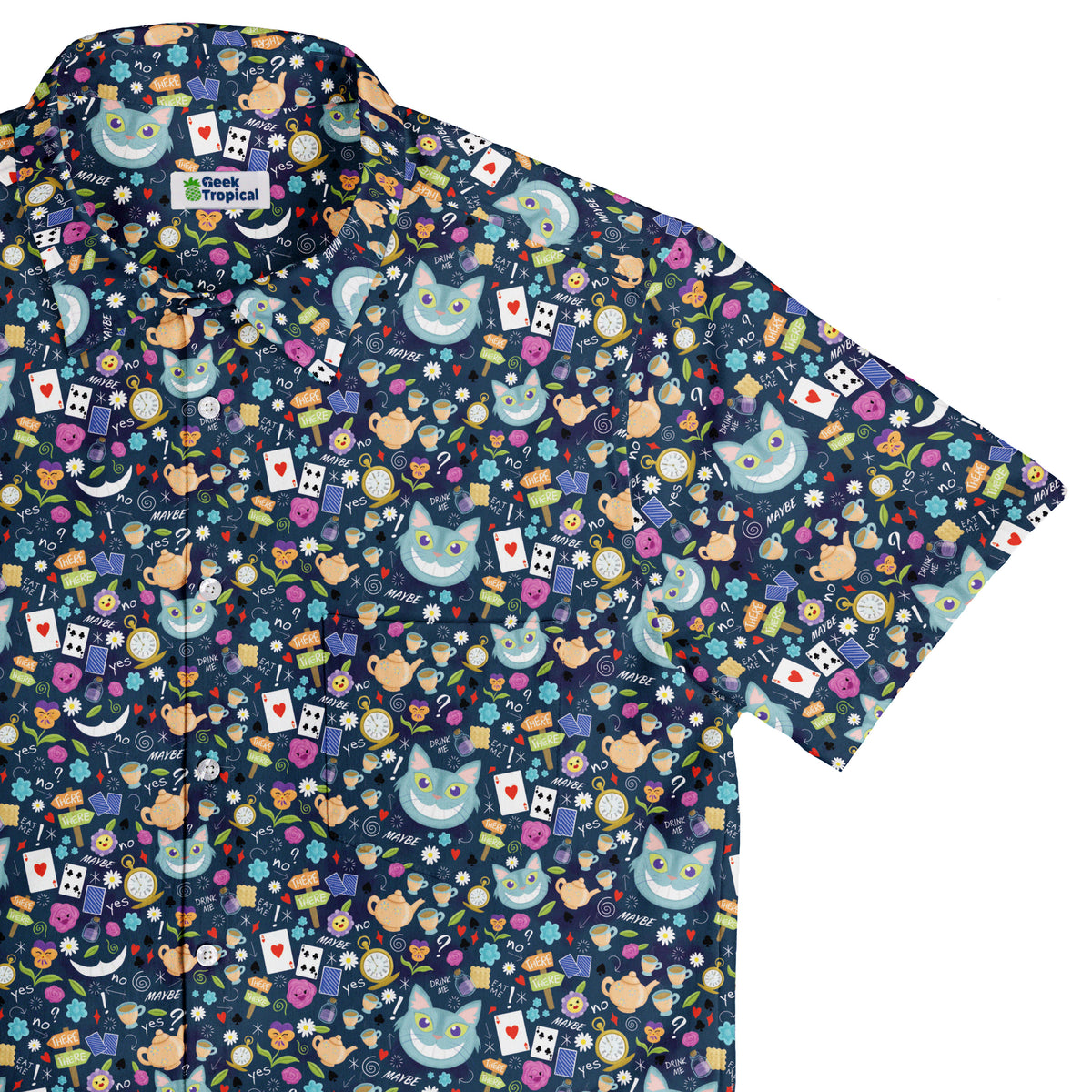 Rabbit Hole Wonderland Button Up Shirt Top Corner