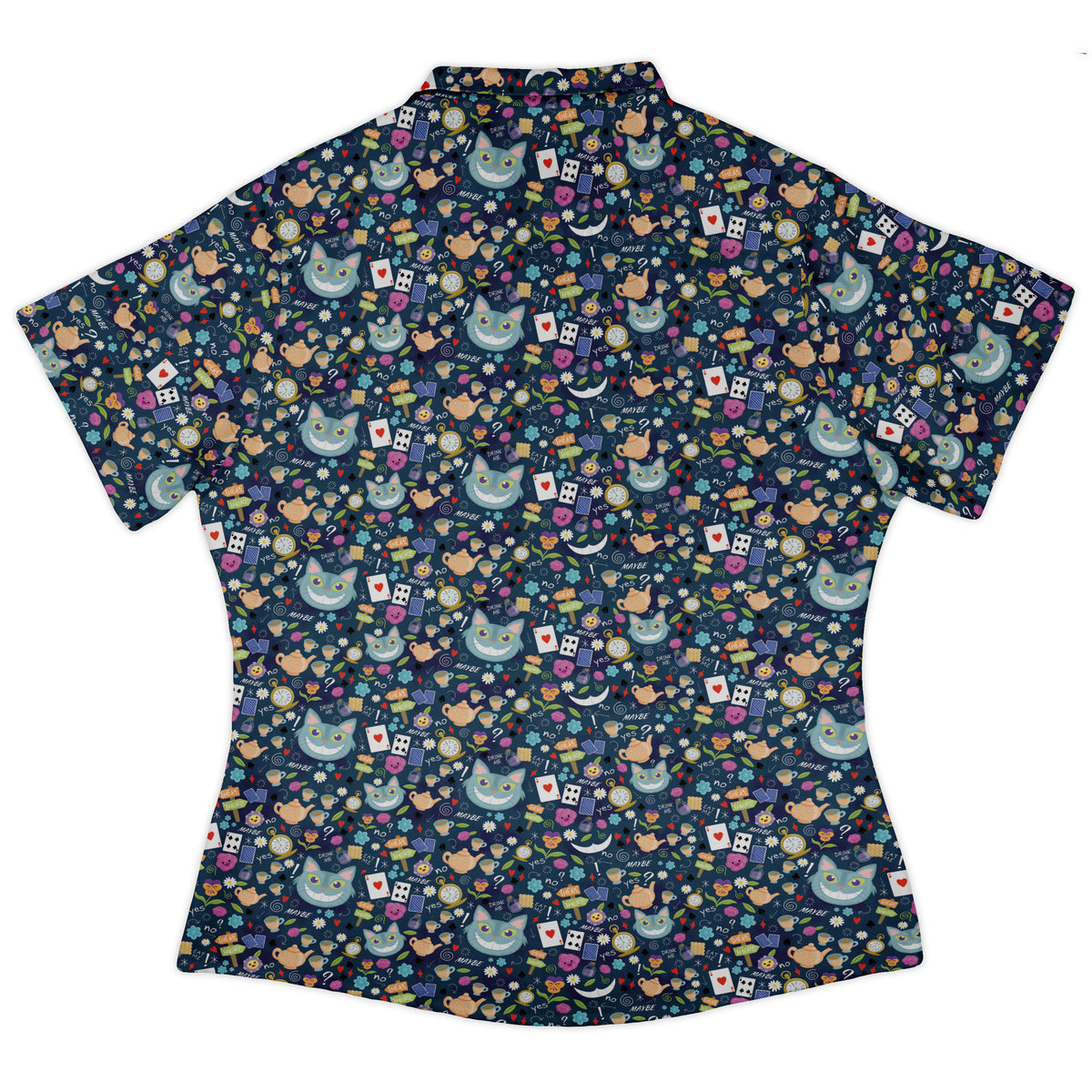 Rabbit Hole Wonderland Curvy Button Up Shirt Old Curvy Button Up Shirt womens back