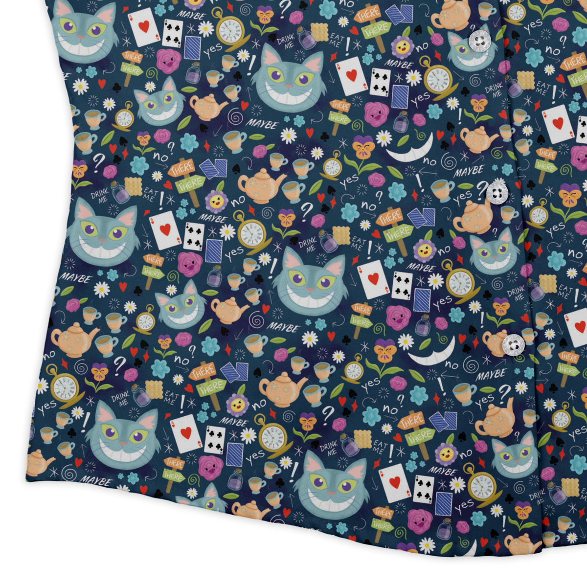 Rabbit Hole Wonderland Curvy Button Up Shirt Old Curvy Button Up Shirt womens corner