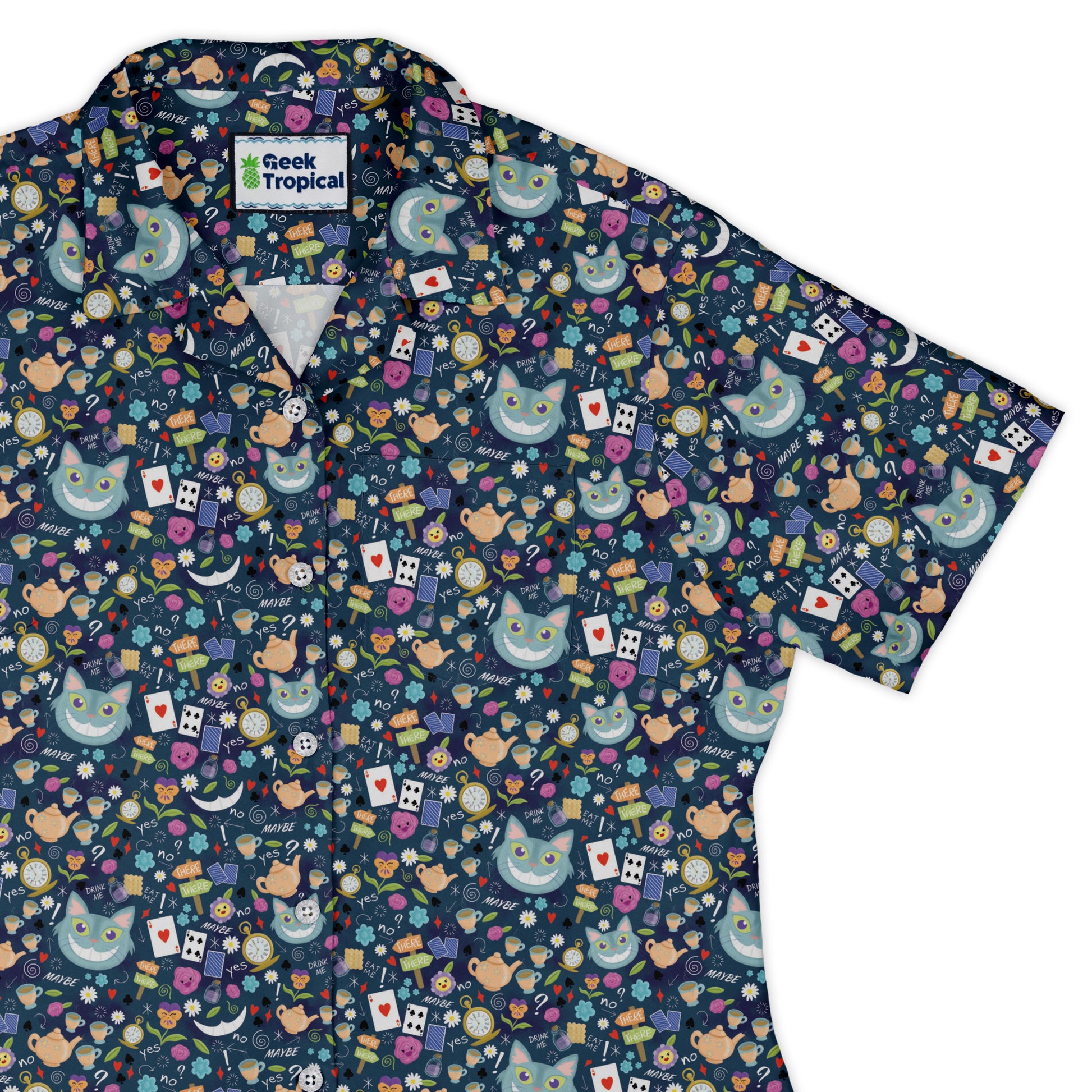 Rabbit Hole Wonderland Curvy Button Up Shirt Old Curvy Button Up Shirt womens top right