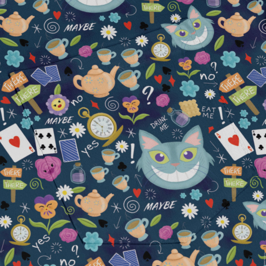 Rabbit Hole Wonderland Long Sleeve Button Up Shirt pocket