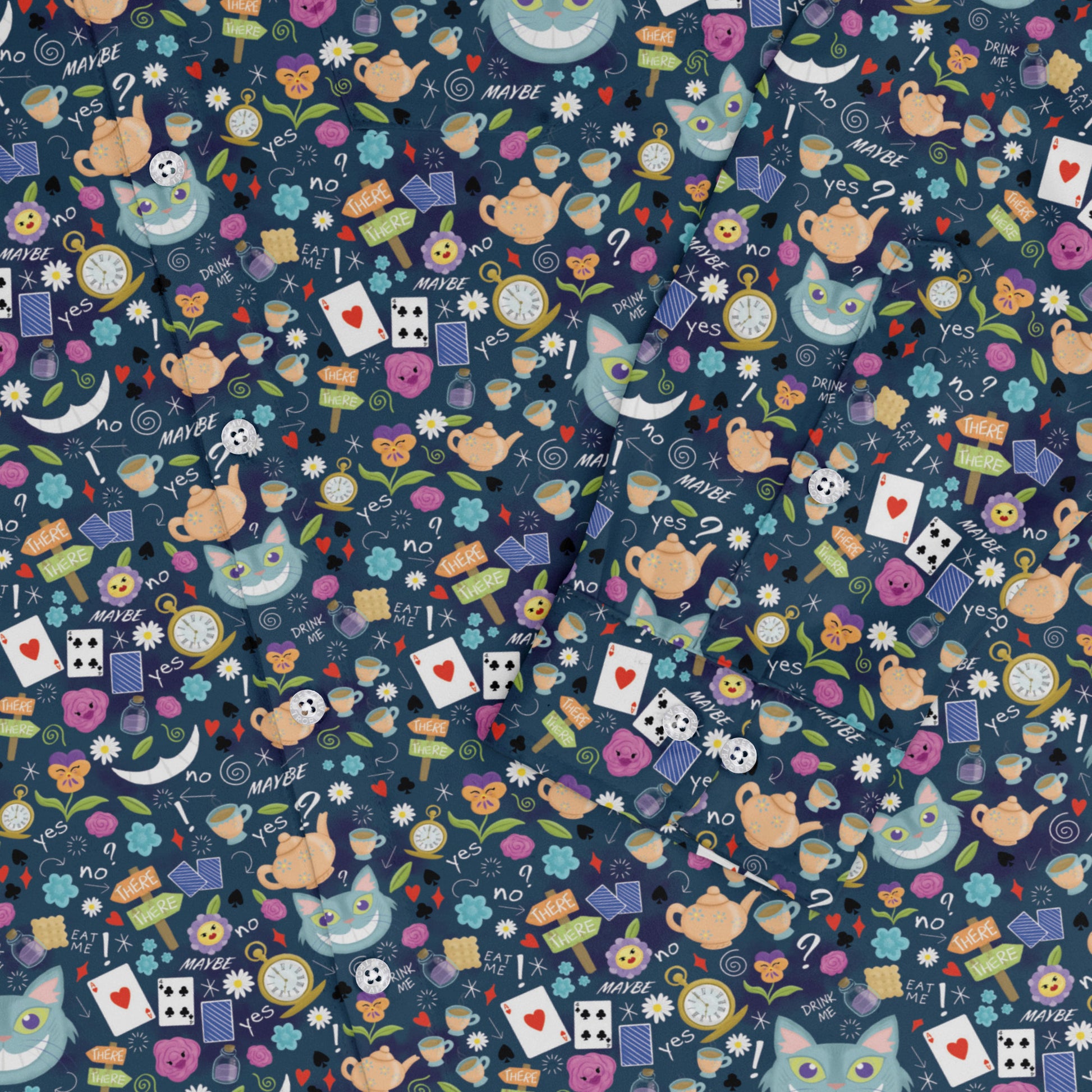Rabbit Hole Wonderland Long Sleeve Button Up Shirt sleeve close