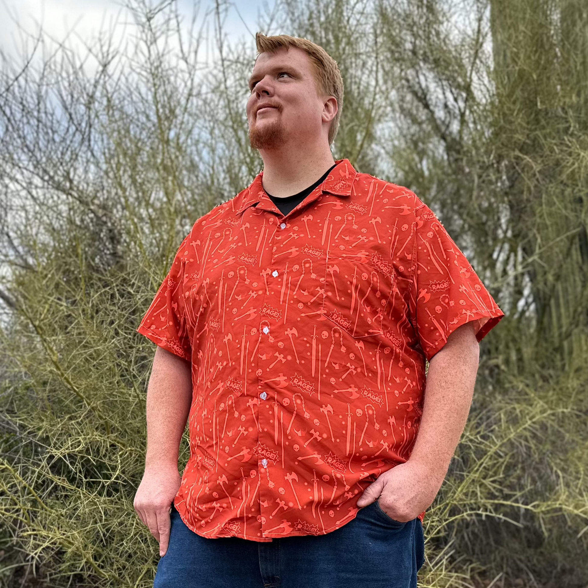Dnd Barbarian Class Button Up Shirt