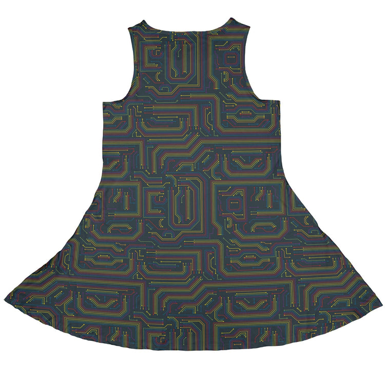 Rainbow Computer Circuit Board Dress Geek Nerd computer print lx - C Pride Patterns