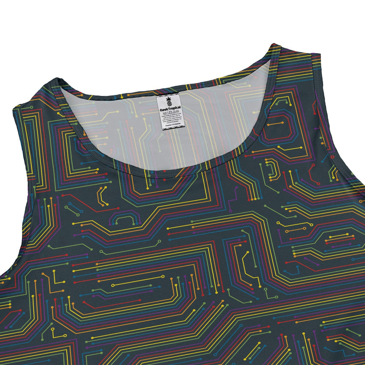 Rainbow Computer Circuit Board Dress Geek Nerd computer print lx - C Pride Patterns