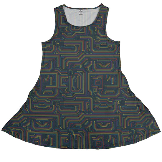 Rainbow Computer Circuit Board Dress Geek Nerd computer print lx - C Pride Patterns