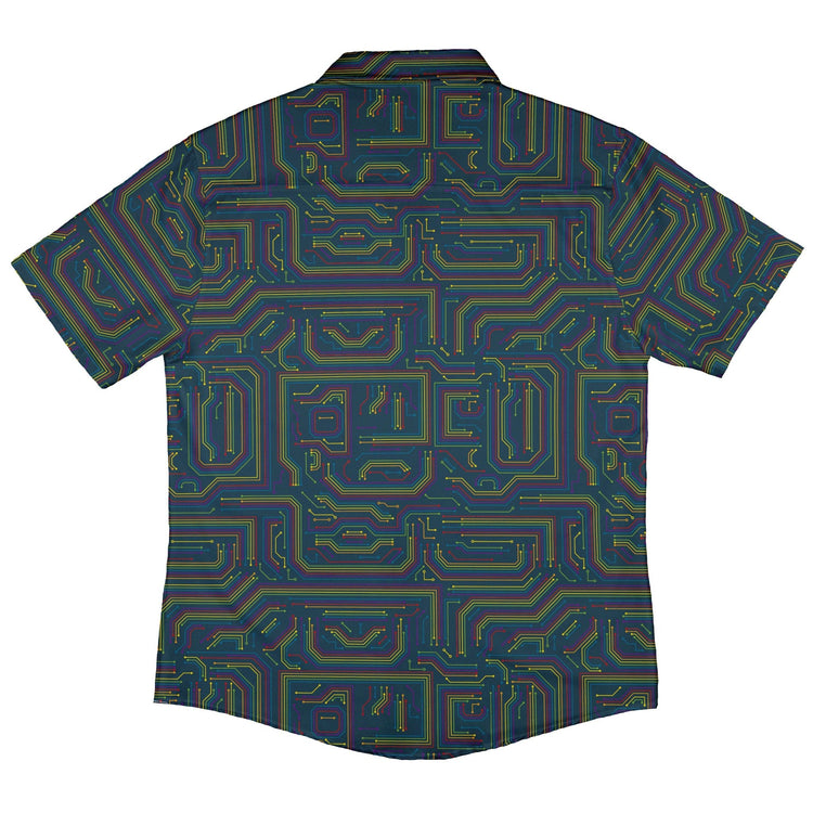 Rainbow Computer Circuit Board Button Up Shirt - adult sizing - computer print - Pride Patterns