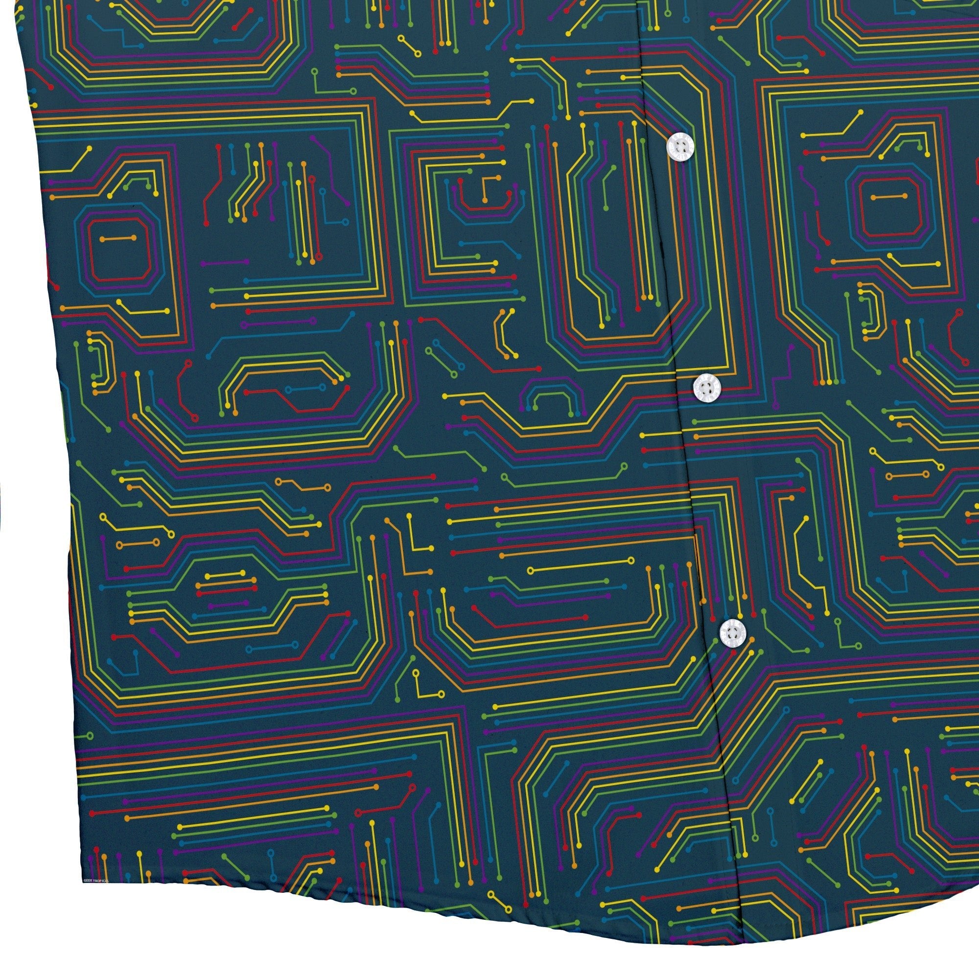 Rainbow Computer Circuit Board Button Up Shirt - adult sizing - computer print - Pride Patterns