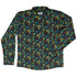 Rainbow Dragons Dnd Dice Black Long Sleeve Button Up Shirt Geek Nerd adult sizing Animal Patterns Design by Heather Davenport