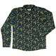 Rainbow Dragons Dnd Dice Black Long Sleeve Button Up Shirt Geek Nerd adult sizing Animal Patterns Design by Heather Davenport