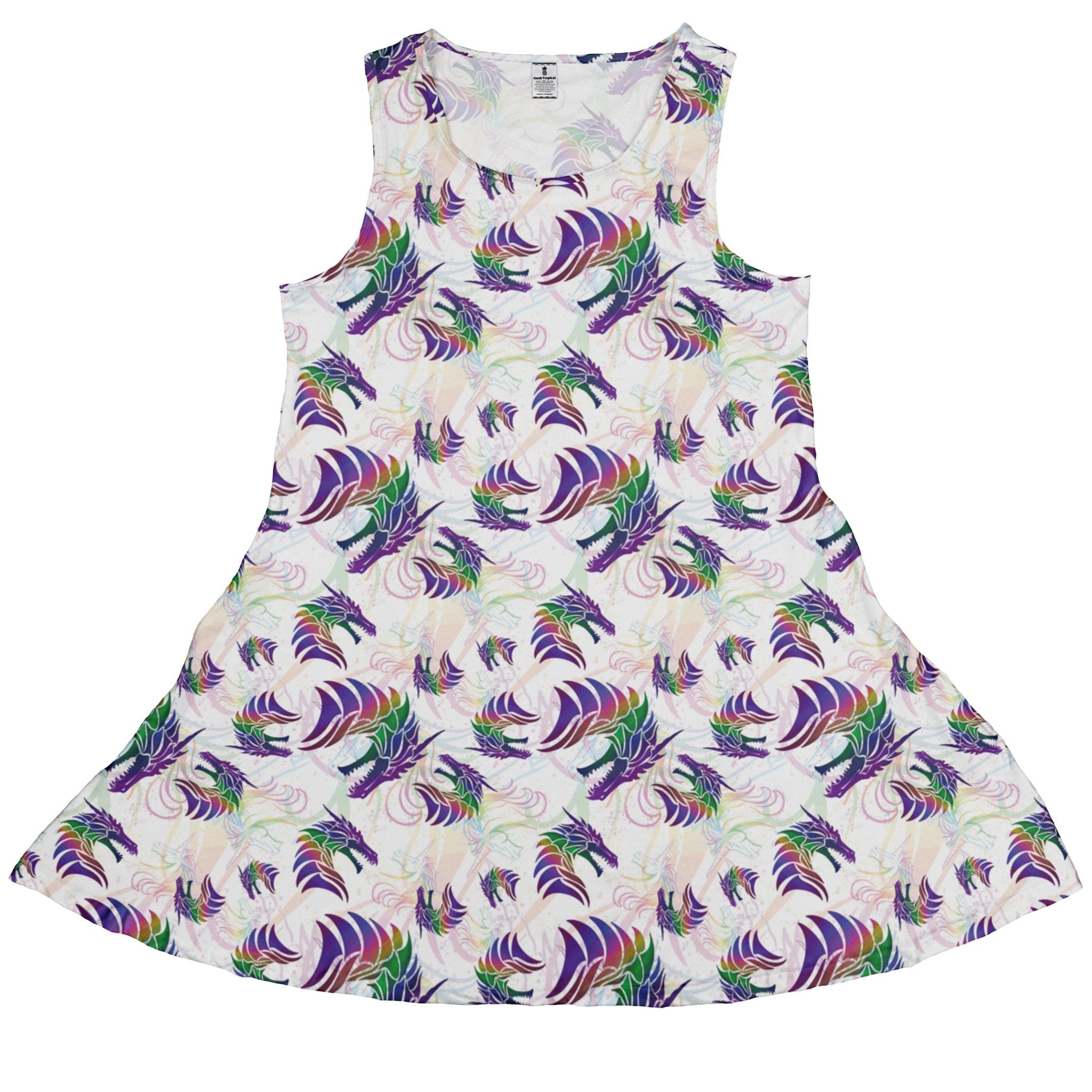 Rainbow Dragons And Unicorns Dress Geek Nerd Animal Patterns Designed by Rose Khan Fantasy Prints