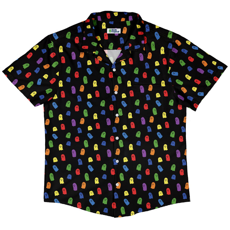 Rainbow Kawaii Ghosts Button Up Shirt Geek Nerd 0925 adult sizing All Adult Button Up Shirts