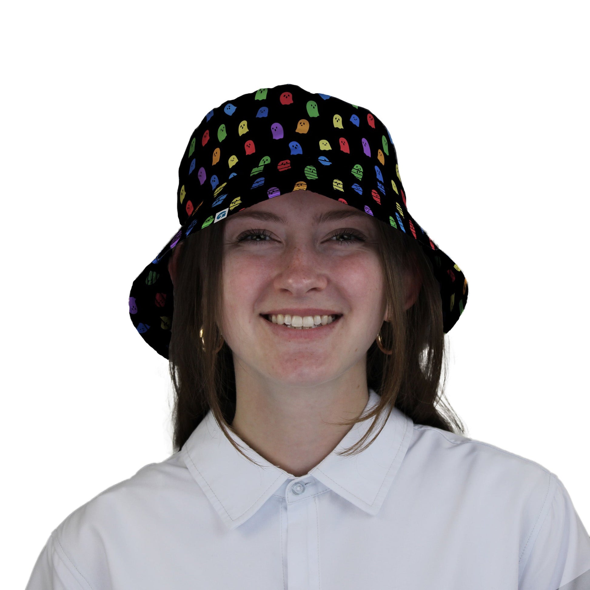 Rainbow Kawaii Ghosts Bucket Hat Geek Nerd 0925 Design by Tobe Fonseca Fantasy Prints