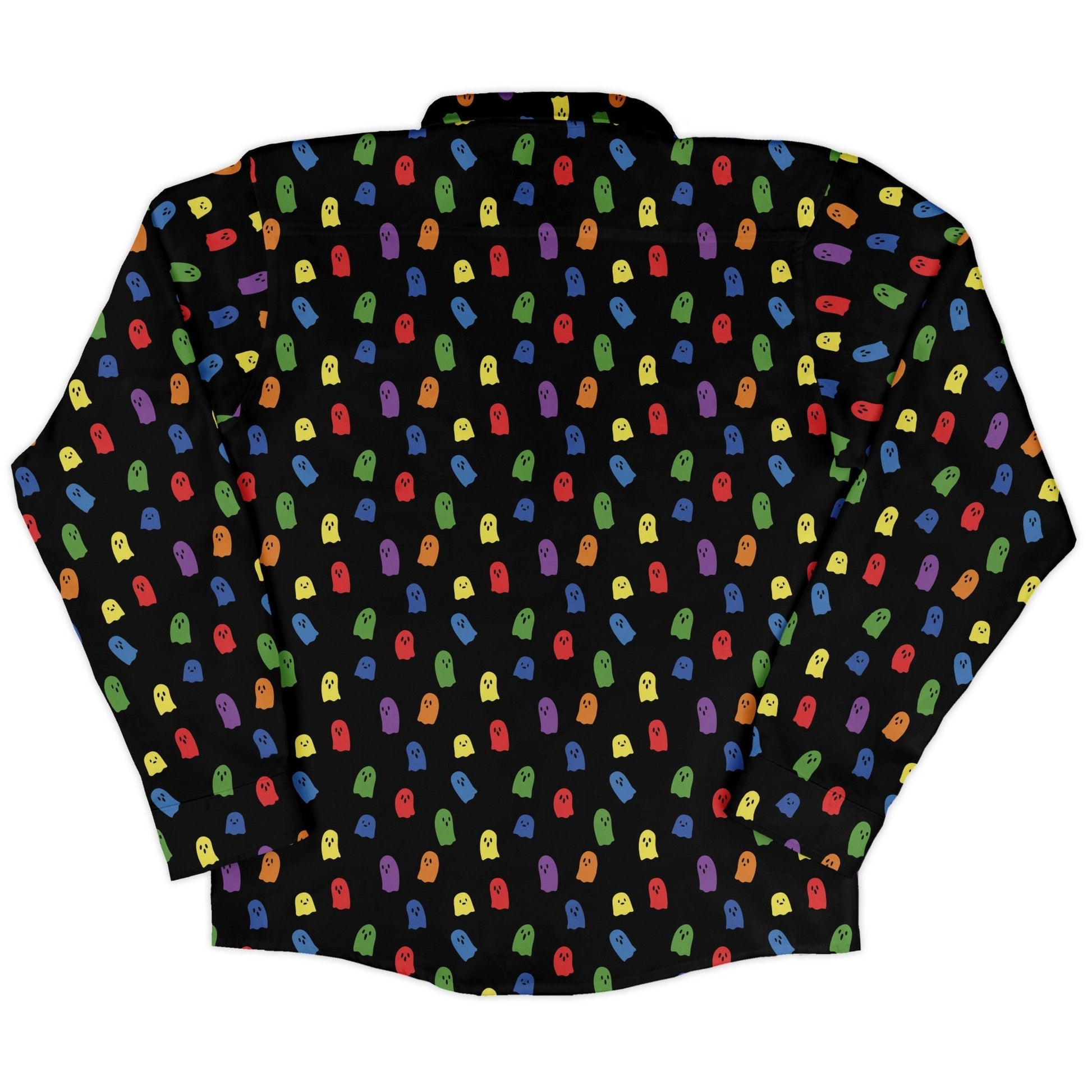 Rainbow Kawaii Ghosts Long Sleeve Button Up Shirt Geek Nerd 0925 adult sizing All Adult Button Up Shirts