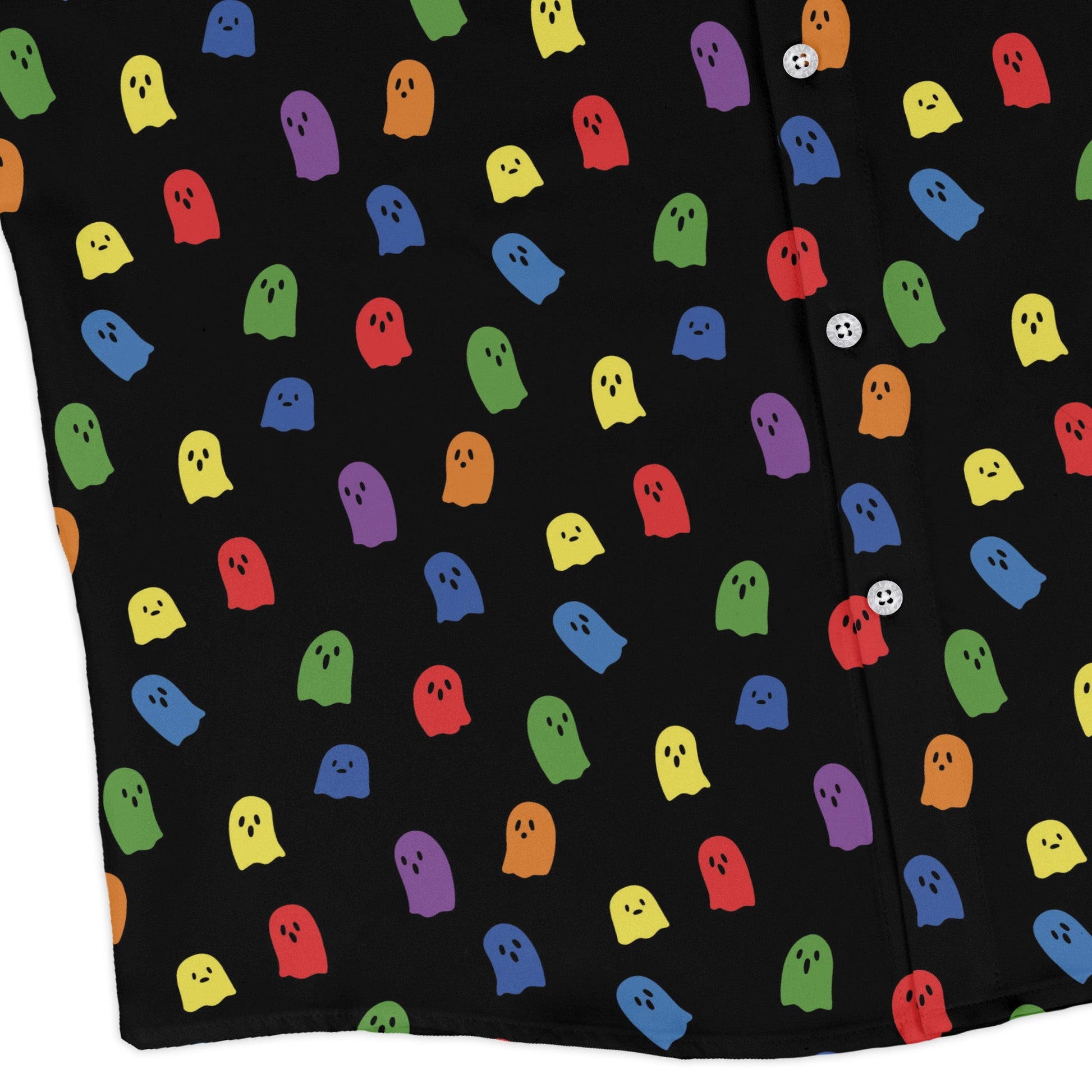 Rainbow Kawaii Ghosts Long Sleeve Button Up Shirt Geek Nerd 0925 adult sizing All Adult Button Up Shirts