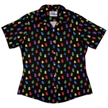 Rainbow Kawaii Ghosts Curvy Button Up Shirt Geek Nerd 0925 All Adult Button Up Shirts Anime