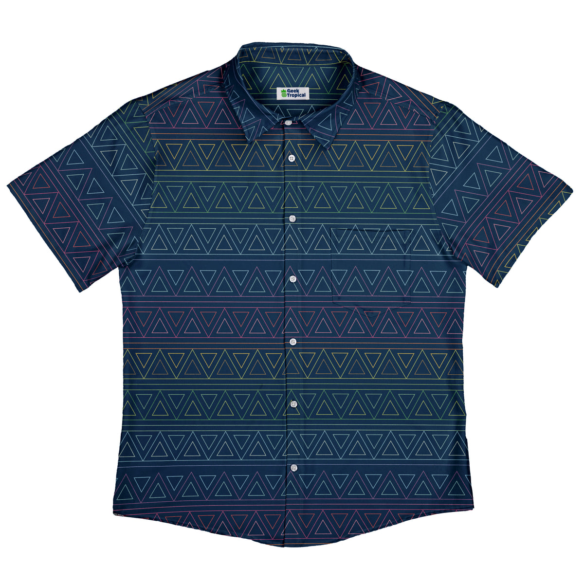 Rainbow Tribal Button Up Shirt Flat Front
